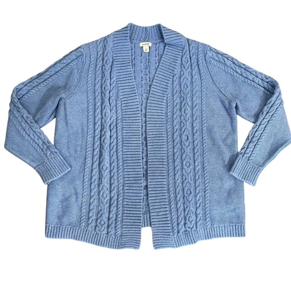LL Bean 100% Cotton Blue Cable Knit Women's Sweater Sz M - Picture 1 of 7